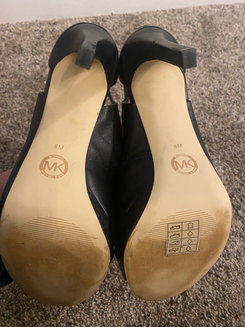 Michael Kors Black Leather Cutout High Heel Sandals with Gold Buckle - Picture 5 of 5